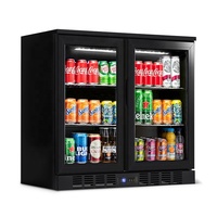 Refroidisseur de bouteille à trois portes noir affichage commercial vitrine boisson réfrigérateur petit refroidisseur de bière refroidisseur de barre arrière