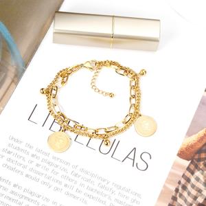 Bijoux de mode, grands bracelets, bracelets plaqués or 18 carats, pendentifs en acier inoxydable, breloques pour bracelet, bracelets multi-couches pour femmes - Product Image 2