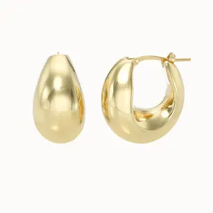 Orecchini da donna di nuovo Design cerchi Statement Chunky orecchini a cerchio grandi in oro 14k all'ingrosso