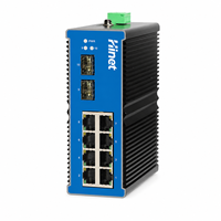 Switch PoE Industrial de 8 Puertos 100M para Riel DIN, 2 SFP Uplink, VLAN, SNMP, QoS, IP30, Carcasa de Aluminio, Alimentación CC, para Cámaras CCTV, CE, RoHS