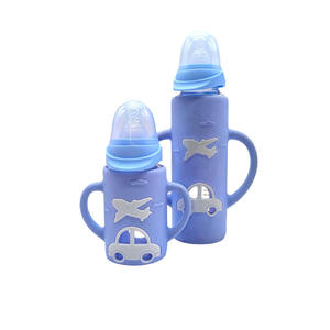 <span class=keywords><strong>Biberon</strong></span> en verre personnalisé de 120ml 240ml avec manchon et poignée en silicone à bouche standard droite pour <span class=keywords><strong>nouveau</strong></span>-nés - Product Image 5