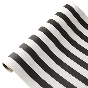 Decorative Cloth Rectangular black and white stripes restaurant Eco friendly paper tablecloth