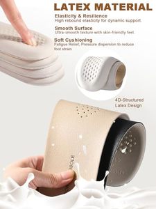 Semelles intérieures en cuir latex pour femmes, soutien de la voûte plantaire, respirantes, écologiques, soulagement de la fasciite plantaire, absorption des chocs - Product Image 3