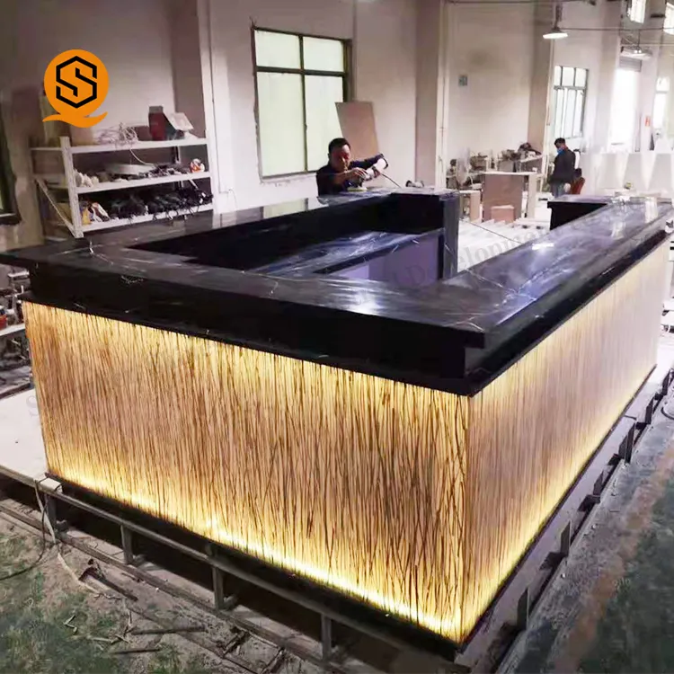 Desain Konter Bar Modern 16 Warna Berubah Dapat Diisi Ulang Komersial Bercahaya Furnitur Bar Led Counter Kafe Bar