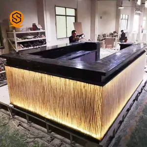 Modern bar sayacı tasarımı 16 renk değiştirme şarj edilebilir ticari işıklı bar mobilya led cafe bar sayacı