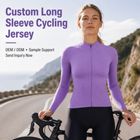 Jersey de Ciclismo Personalizado para Mujer, Manga Larga, Cierre Completo, con 3 Bolsillos Traseros, Ropa de Equipo con Etiqueta Privada, OEM
