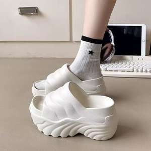 Mules ouvertes pour femme, idéales pour l'extérieur printemps-automne-hiver, à semelle épaisse, double couche, en laine et coton, chaudes et douillettes - Product Image 4