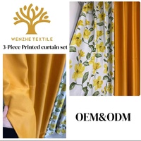Ensemble de rideaux à œillets imprimés 3 pièces populaires, occultation totale, en tissu polyester, style moderne, vente en gros