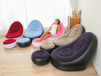 Canapé gonflable en PVC avec repose-pieds pliable, fauteuil paresseux individuel pour la maison et l'extérieur, chaise longue à coussin d'air