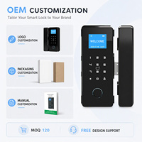 Offre Spéciale – Serrure Biométrique Numérique Tuya App Sans Cadre pour Porte en Verre de Bureau avec Empreinte Digitale, Mot de Passe et Carte
