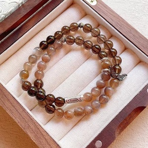 Cristal de roca negro natural y pulsera de cristal de cuarzo ahumado, joyería de moda de cristal curativo para regalos - Product Image 1