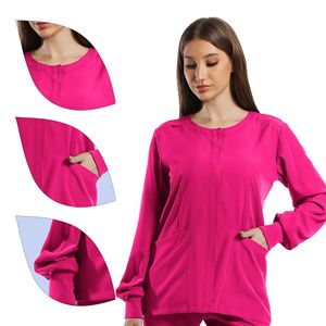 Giacca Unisex Multitasche Casual Comoda in Tessuto Dobby Poliestere a Maniche Lunghe per Infermieri e Saloni di Toelettatura Animali - Product Image 3