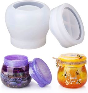 Epoxy Silicone <b>Resin</b> Mold Set <b>Kit</b> with Lid Pudding Jar Storage Bottle and Crystal Candle Holder Mould for DIY <b>Resin</b> Art Casting - Product Image 2