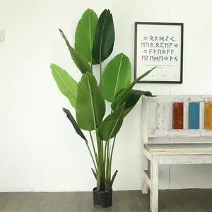 Hoge Geïmiteerd Reiziger Banana Tree Gezicht Planten Plastic Kunstmatige Bananenboom Indoor Voor Verkoop