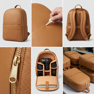 Рюкзак мужской кожаный коричневый от производителя OEM/ODM, премиум-класса, из натуральной кожи, для фотоаппарата, с отделением для ноутбука - Product Image 2