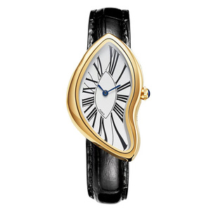 <span class=keywords><strong>Montre</strong></span> à quartz de luxe pour homme, style Y2K vintage, design créatif 'Alien Advanced Sense', cadran torsadé effet fondant, style rétro antique, avec aiguilles en cuir - Product Image 5