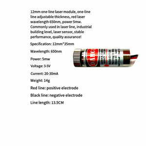 Module laser 12 mm, tête laser rouge, qualité industrielle, longueur focale réglable, 650 nm, 5 mW, forme de point, ligne droite, croix - Product Image 5
