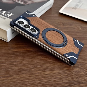 เคสแม่เหล็กติดหลังไม้วอลนัทแบบกำหนดเองสำหรับ Samsung Z Fold 8 7 Ultra พร้อม 360 องศา °   โครงอะลูมิเนียมอัลลอยด์แบบตั้งได้ พร้อมฝาครอบกันกระแทก - Product Image 4