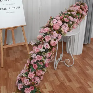 صف من الزهور الاصطناعية لتزيين حفلات الزفاف بطول متر واحد، باقة من الزهور الاصطناعية
