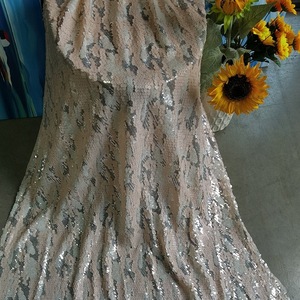 Tessuto in Pizzo con Paillettes a Due Tonalità di Lusso, Tessuto a Rete con Paillettes <span class=keywords><strong>Rosa</strong></span> e Argento Brillanti per Abiti da Sposa/Sfondi - Product Image 5