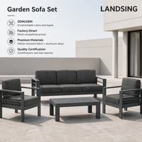 Ensemble de canapés d'extérieur en aluminium, directement de l'usine, avec coussins de 12 cm pour jardin, terrasse, ensemble de canapé et table basse d'extérieur