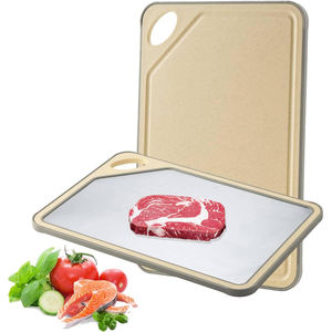Planche à découper en acier inoxydable/paille <span class=keywords><strong>de</strong></span> blé PP, nouvelle conception 2026, cadeaux <span class=keywords><strong>de</strong></span> cuisine, facile à nettoyer, grande planche à découper double face - Product Image 1