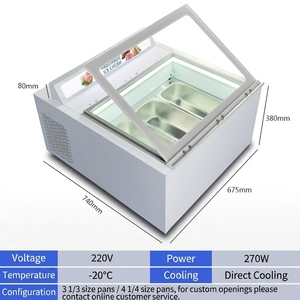 YINZHENG Vetrina Espositiva Commerciale da Tavolo per Ghiaccio Duro, Self-Service, Monotemperatura, con Porta a Sollevamento, 2 Ripiani, No-Frost, Portatile - Product Image 2