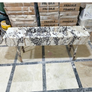 อ่างล้างจานติด<span class=keywords><strong>ผนัง</strong></span>ลายหินอ่อนธรรมชาติคุณภาพสูงอ่างล้างจานขอบดิบดีไซน์หรูหราอ่างล้างหน้าใต้หลังคาห้องน้ำ - Product Image 2