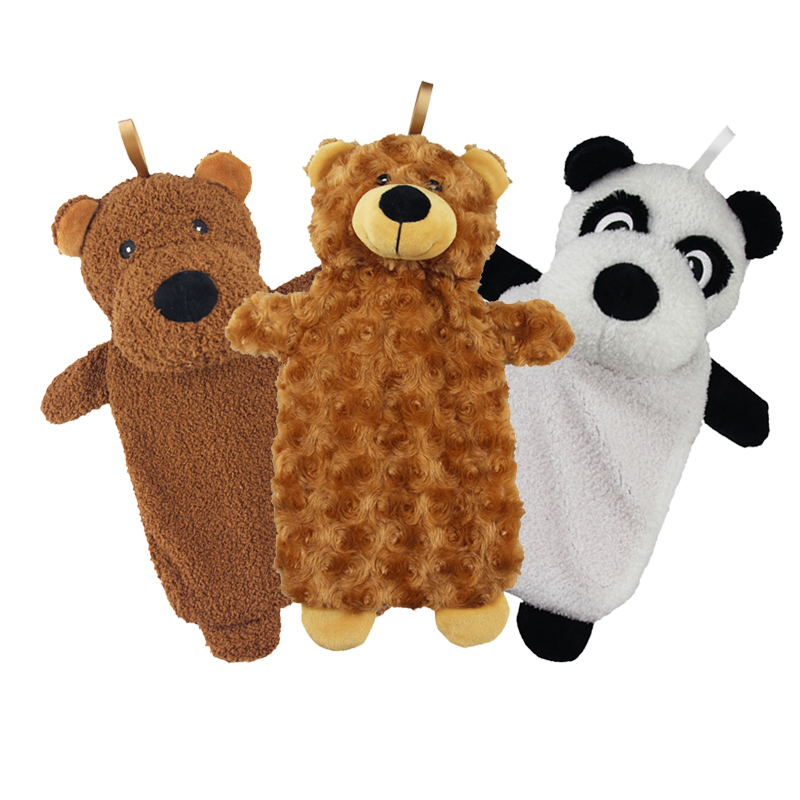 hot sale custom soft cartoon animal warm plush hot water bag cover mini rubber hot water bottle
