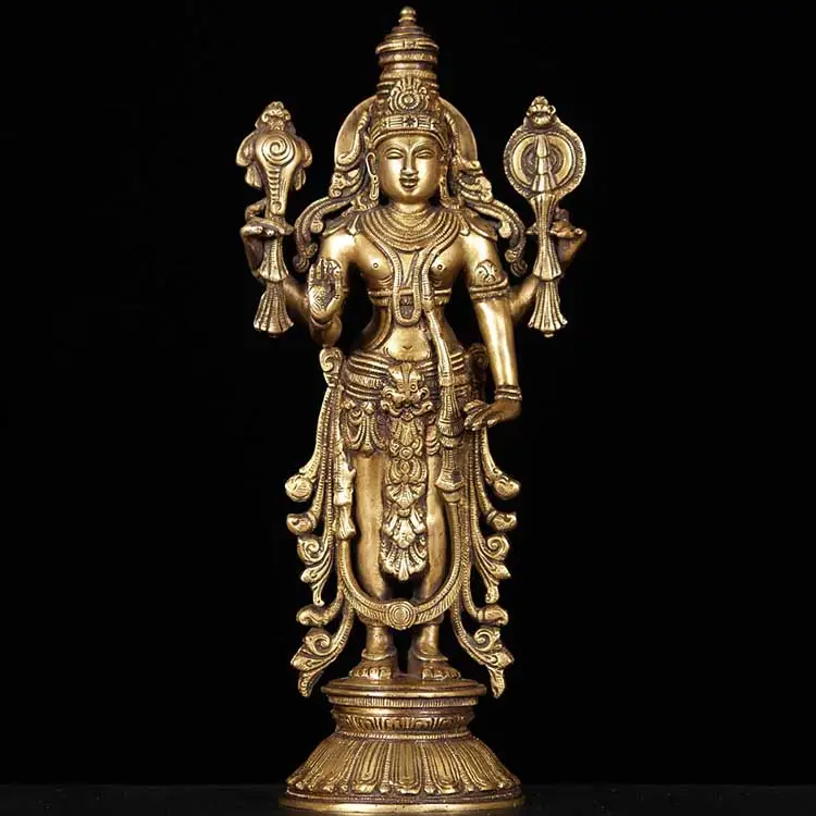 Ручная работа, металлические поделки, натуральный размер, бронза, латунь, индуийский Бог, лорд Вишну, статуя, скульптура для продажи