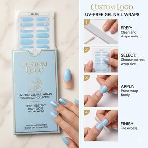 SEA BREEZE UV FREE - Tiras de Uñas de Gel Azul Bebé con Acabado Brillante y Destellos Finos, Estilo Costero, Manicura DIY, 22 Tiras - Product Image 2