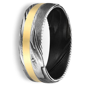 Mode 8Mm Zwart Goud <span class=keywords><strong>Damascus</strong></span> Stalen Ringen Voor Mannen Trouwring Geborsteld Afwerking Pip Cut Comfort Fit Verlovingsfeestringen - Product Image 5