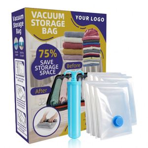 Sacs de rangement sous vide PA PE de haute qualité, transparents, avec logo personnalisé imprimé, pour vêtements - Product Image 1