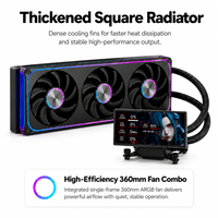 Pendingin CPU Cair AIO 360mm dengan Heatsink Tembaga Aluminium 5 Inci, Layar LCD IPS Magnetik untuk PC Gaming, Kompatibel dengan LGA1851 1700 AM5