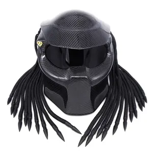 Хищник из углеродного волокна мотоциклетный шлем для лица Железного человека с сертификацией безопасности