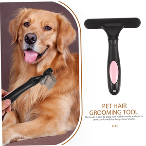 Brosse de toilettage pour animaux à double rangée, en acier inoxydable, pour enlever les poils de chien, peigne métallique de nettoyage pour animaux - Product Image 5