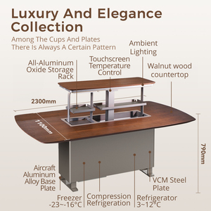 Luxury Walnut Solid Wood Smart Dining <b>Table</b> With Hidden Refrigerator Freezer and Lift Top Design CB150 Smart Dining <b>Table</b> CB150 - Product Image 6