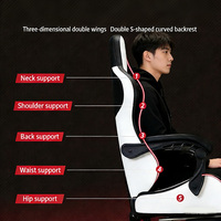 Chaise de jeu ergonomique en cuir PU pour bureau de gaming, avec fonction massage, pour PC et ordinateur – Sillas Gamer Pro