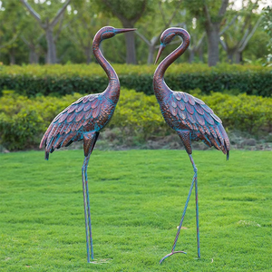 Açık hava bahçe dekorasyonu ayakta <span class=keywords><strong>Metal</strong></span> vinç heykeller kuş heykeli Yard sanat çim veranda dekor - Product Image 3