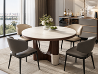Table à manger minimaliste moderne avec surface en pierre élégante - Fournisseur de meubles contemporains pour la maison