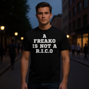 T-shirt A Freako Is Not A Rico promozionale in cotone nero per adulti unisex - Product Image 3