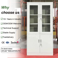 Armoire de classement moderne à deux portes vitrées battantes, verrouillable, démontable, pour bureau, hôpital, école, atelier - Vente en gros usine