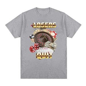 T-shirt vintage da uomo con stampa grafica 'Losers Quit Gambling Meme', 100% cotone traspirante, a maniche corte e girocollo, alla moda - Product Image 2
