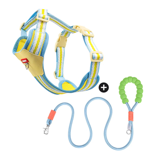 Rompi anjing layanan untuk anjing kecil bernapas rompi hewan <span class=keywords><strong>Harness</strong></span> anak anjing dan tali Set leher dan dada dapat disesuaikan - Product Image 6
