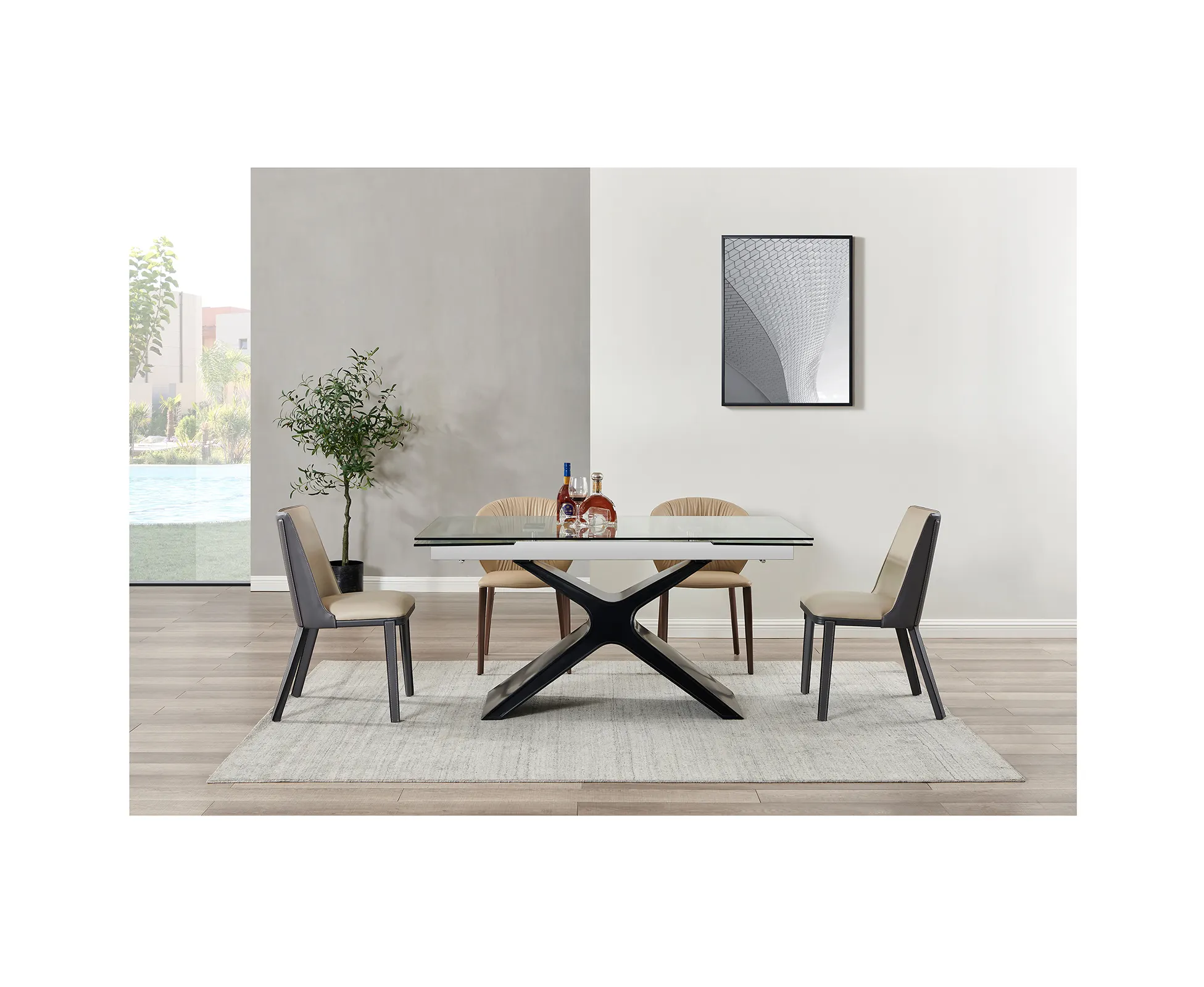 Jinsong moderno salvaspazio 10mm tavolo in vetro temperato prezzi 8 posti grande tavolo da pranzo allungabile con sedie alla moda