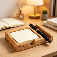 Porte-notes autocollants en bois d'acacia, distributeur de notes autocollantes de bureau, organisateur de notes autocollantes 8*8, rangement en bois pour papier à notes.