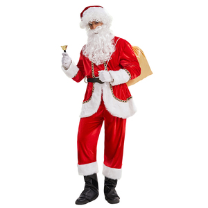 Costume <span class=keywords><strong>de</strong></span> Père Noël pour homme adulte, ensemble <span class=keywords><strong>de</strong></span> vêtements en velours rouge, pantalon, tenue <span class=keywords><strong>de</strong></span> scène, taille plus, vente en gros en stock - Product Image 3