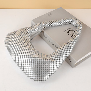 Borsa da Sera di Lusso con Paillettes a Rete per <span class=keywords><strong>Donne</strong></span>, Borsa Brillante Argento e Oro, Stile Y2K, Borsa a Tracolla per Feste e Matrimoni - Product Image 5
