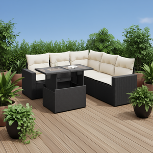 Set Divano da Giardino in Rattan Nero a 6 Posti, Arredamento da Esterno Moderno e Contemporaneo - Product Image 2
