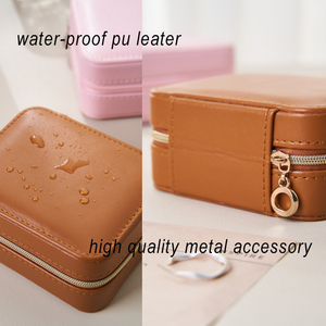 Cá nhân nhung nâu PU da lưu trữ đồ trang sức tổ chức di động nhỏ du lịch hình chữ nhật hộp đồ trang sức với biểu tượng tùy chỉnh - Product Image 3